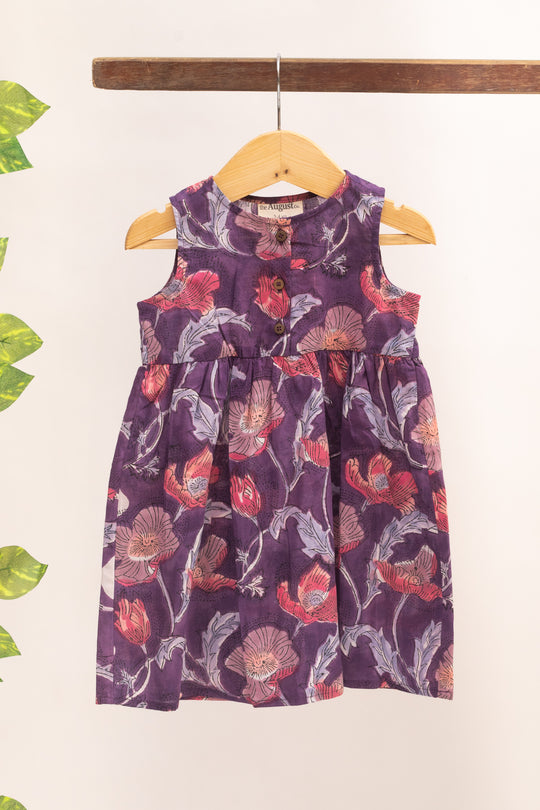 Jelly Purple Block Print Dress for Kids