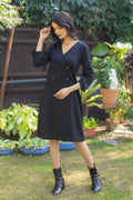 Bonnie Black Double-breated Wrap Dress