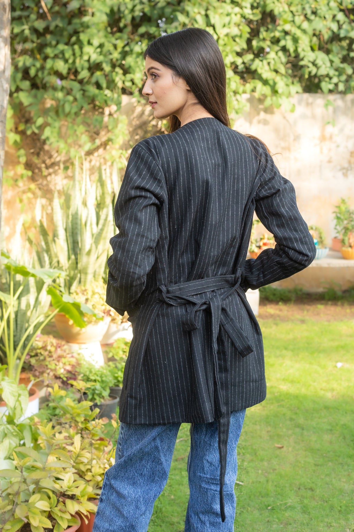 Paloma Black wool coat with patch pockets for winter