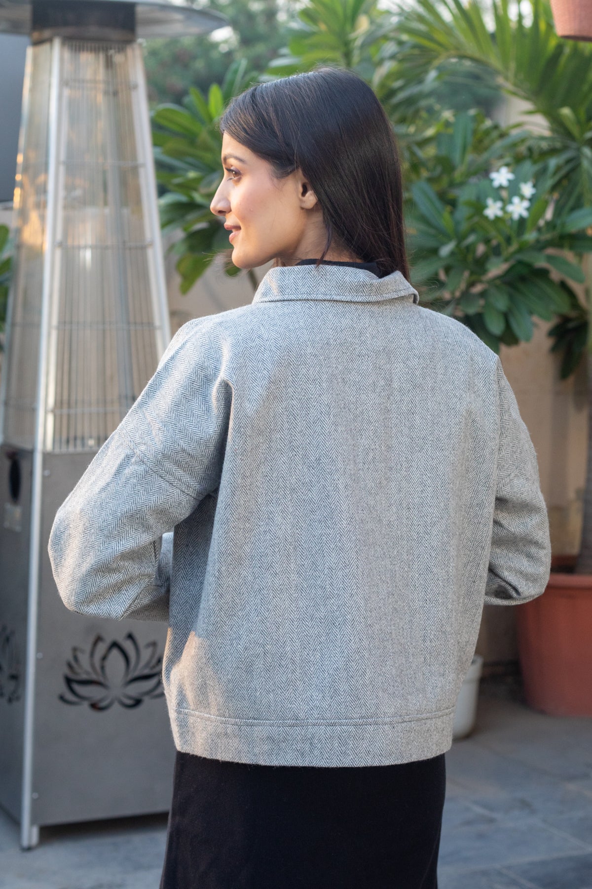 Orchid Iight Grey Short Wool Jacket