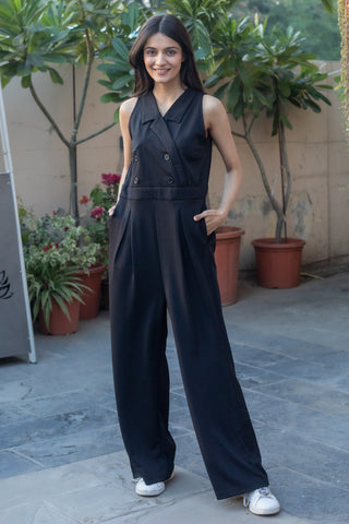 Zoe Double Breasted Jumpsuit - black