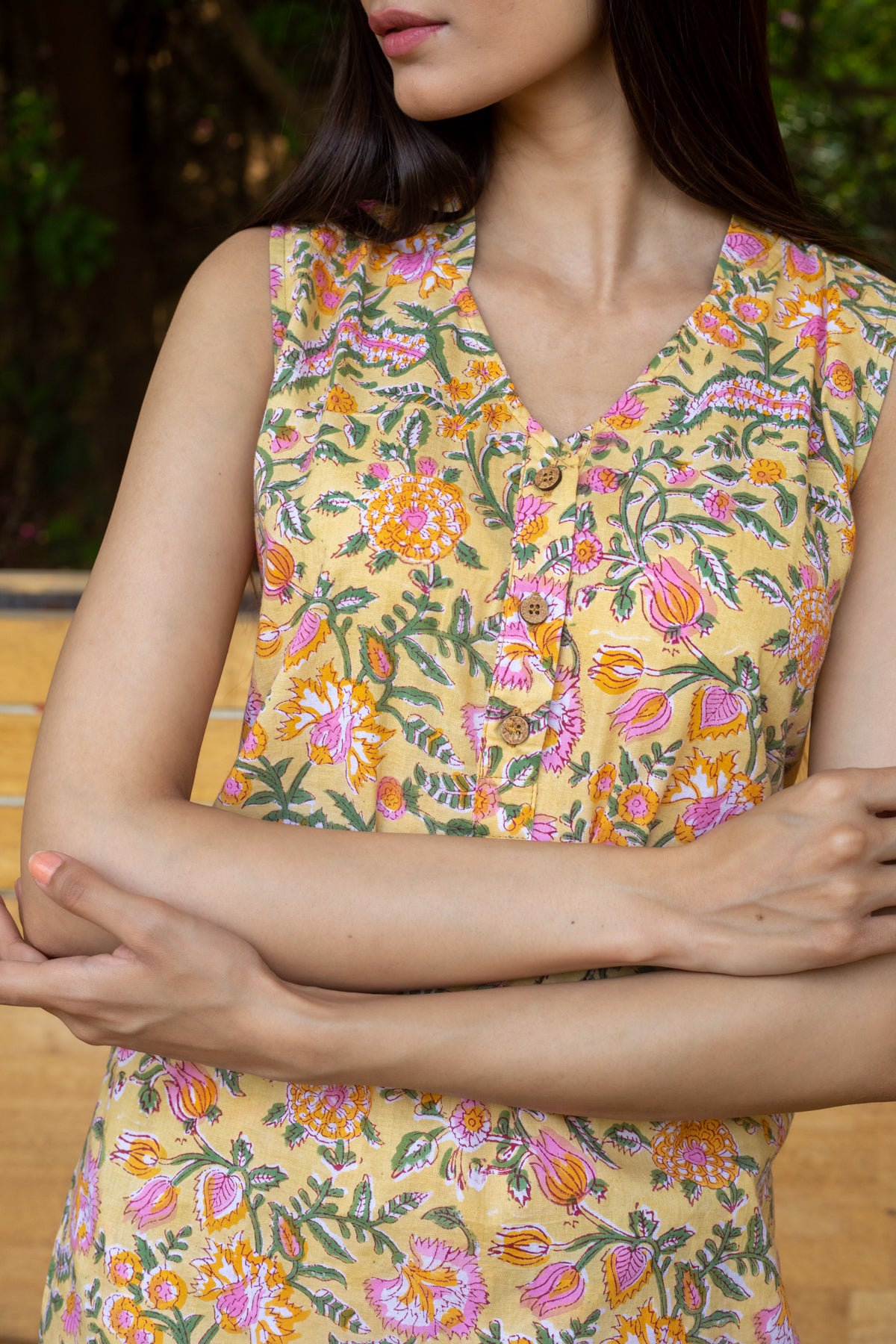 Ridhi Block Print Yellow Kurta and Pants - Set
