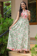 Reena Green Block Print Sleeveless Dress