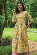 Aashvi Yellow Block Print Kurta