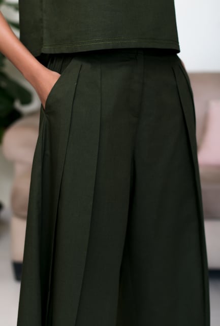 Ubika Deep Green Pleated Culottes right view