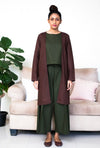 Heer Deep Green Crop Top, Culottes & Brown Shrug-1