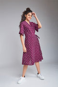 Private: Layla Handloom Ikat Wrap Dress-wine left view