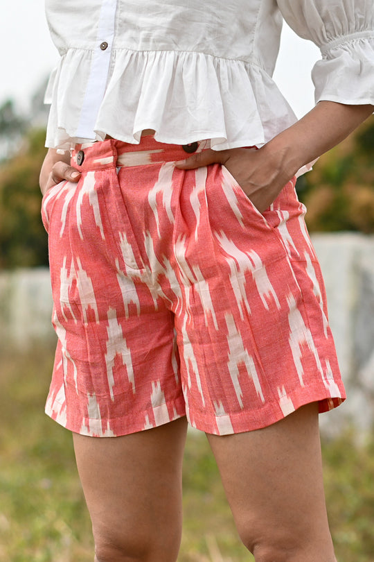 Zena Handoom Ikat Shorts - Coral
