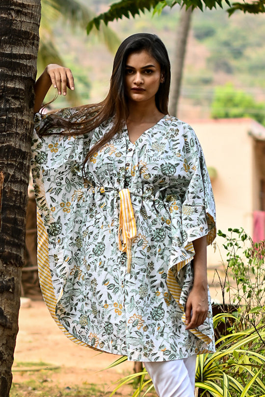 Autumn Block Print Kaftan