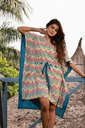 Ira Chevron Kaftan Dress - Blue