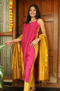 Ahana High-slit Strappy Kurta - Magenta