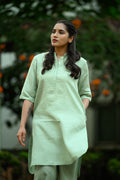 Lea Linen Kurta - Sage Green