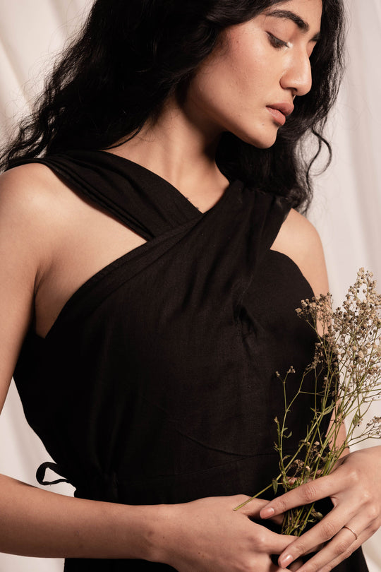 Lexi Twisted Neck Dress - Black