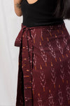 Liv Handloom Ikat Wrap Skirt - Maroon