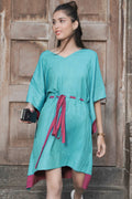 Ira Teal Kaftan Dress With Detailing-1