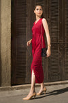 Maya Red Maxi With Side Slit Buttons-right view