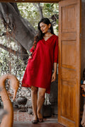 Samaya Deep Red Hi Low Tunic02