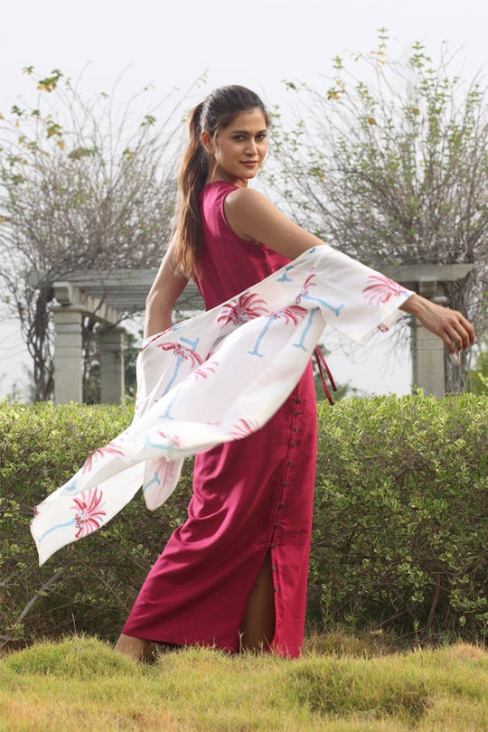 Mahira White Block Print Shrug