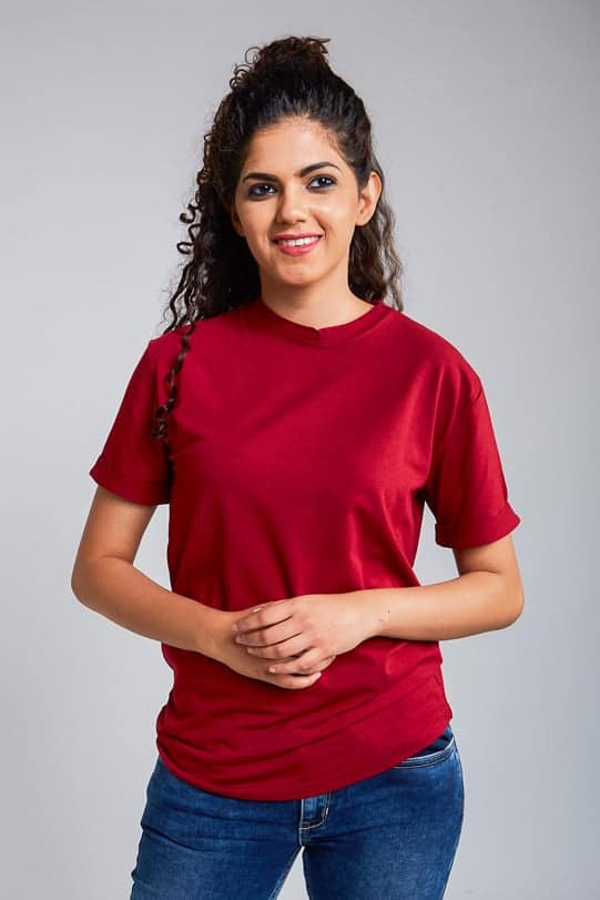 Alexis Maroon Bamboo/Organic Cotton T-shirt front view-2