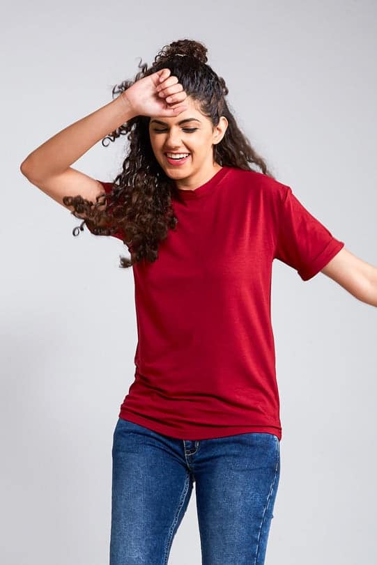 Alexis Maroon Bamboo/Organic Cotton T-shirt front view-1
