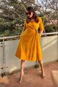Magnolia Buttoned Wrap Dress - Mustard