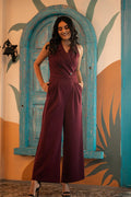 Zoe Burgundy Double Breasted Jumpsuit