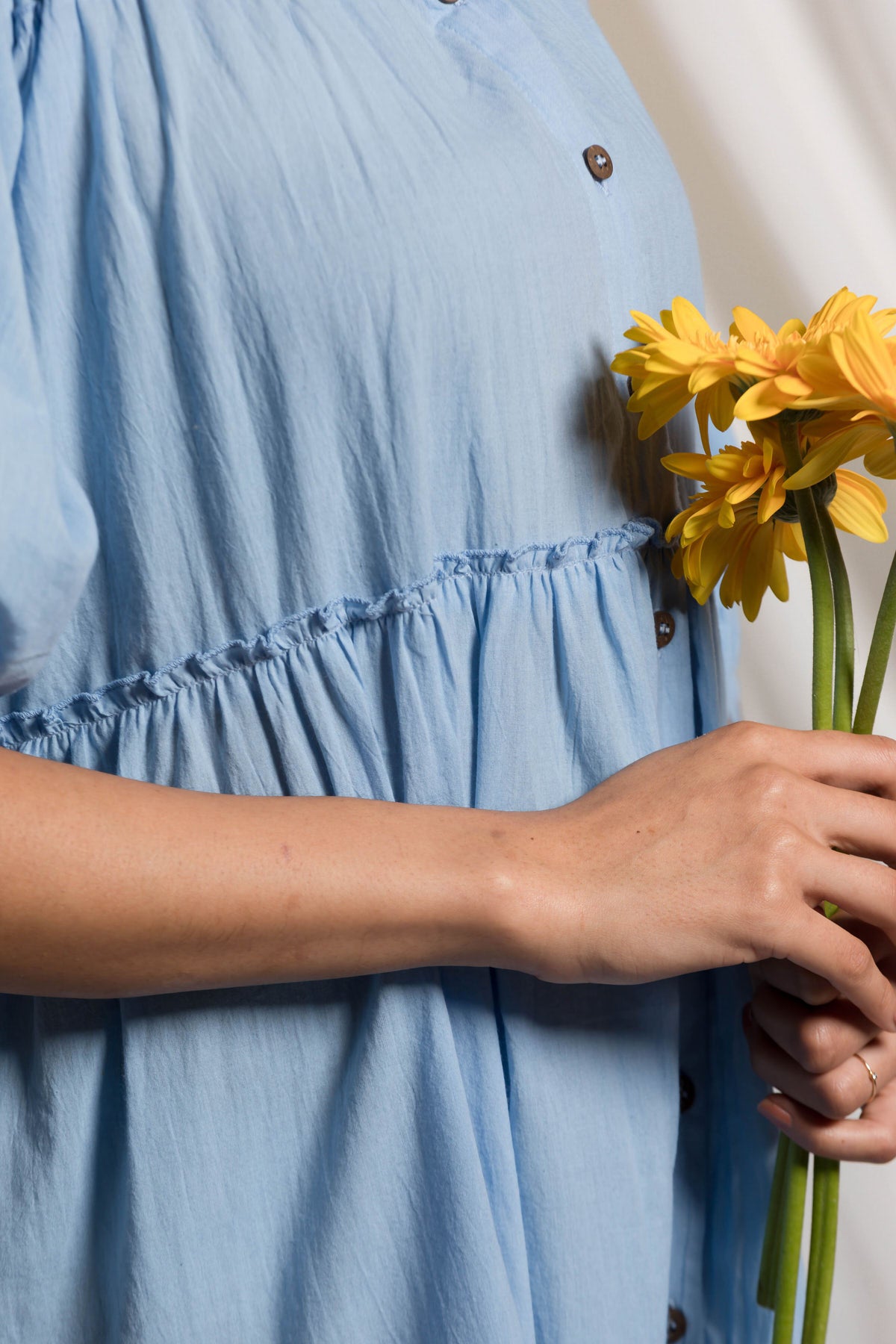 Coco Peasant Shirt Dress - Blue