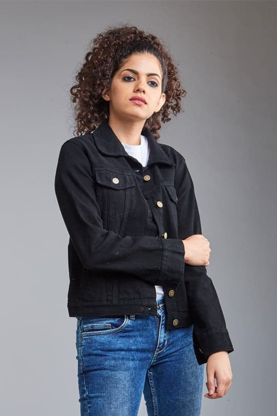 Zoe Jet Black Denim Jacket