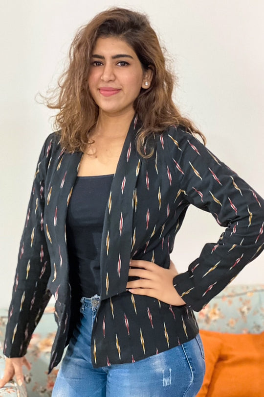 Juliet Handloom Ikat jacket - Black