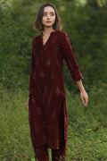 Jasmine Handloom Ikat Kurta - Maroon