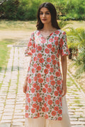 Zarna Block Print Kurta - Red Floral